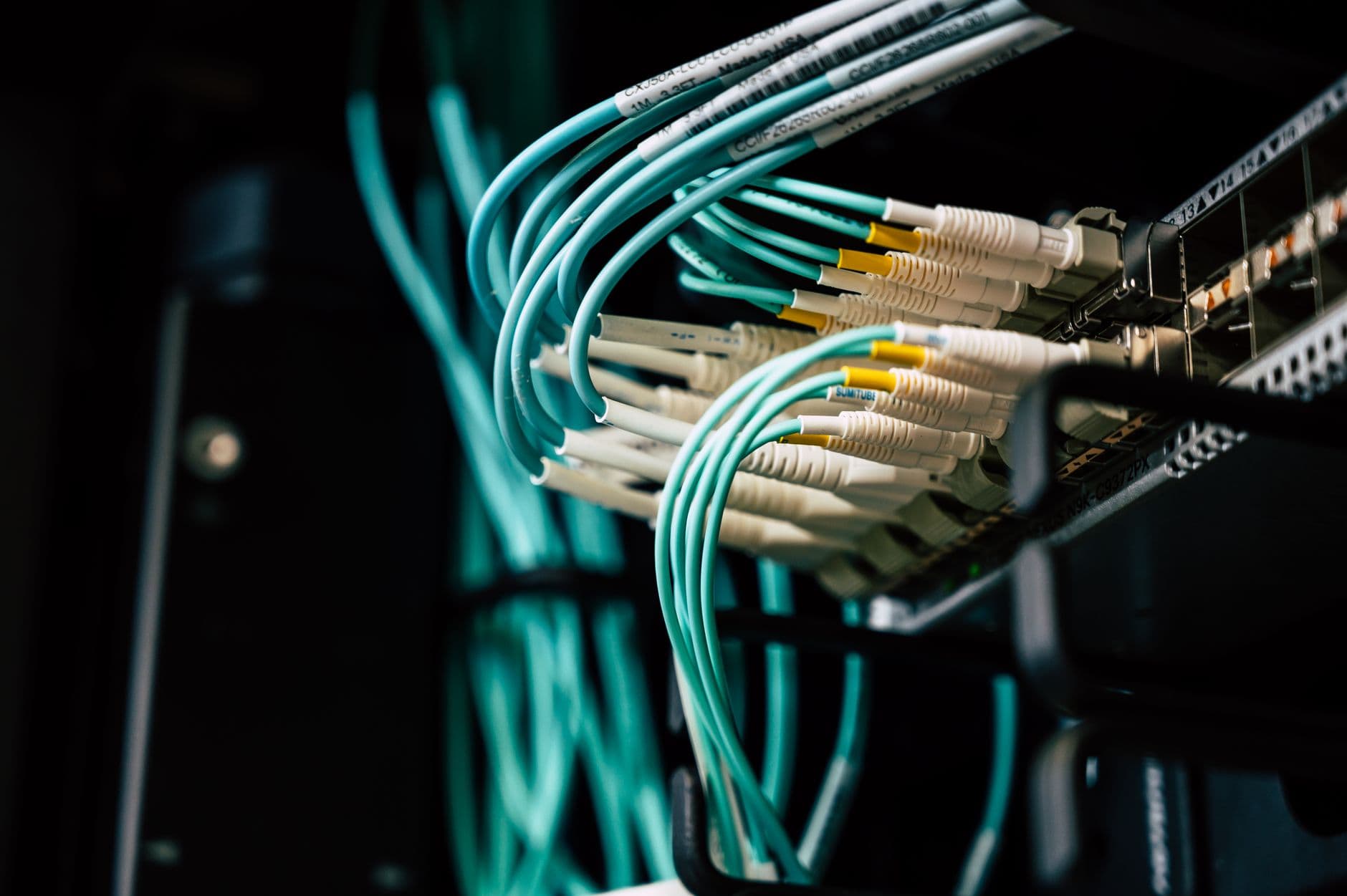 Network cables in a server rack
